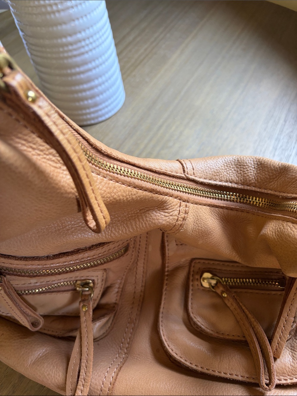 Linea Pelle Dylan Tan Hobo Leather Handbag Purse - Picture 12 of 12